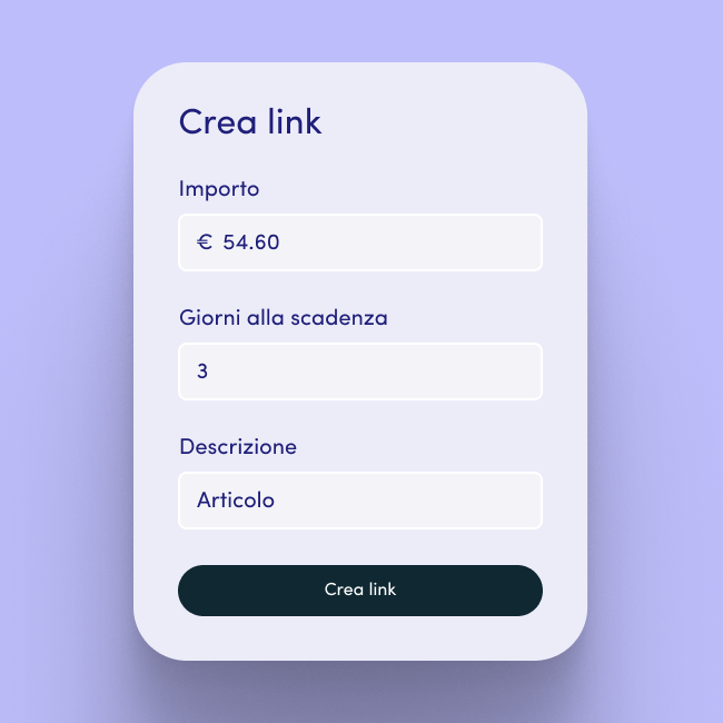 Crea un link per il pagamento
