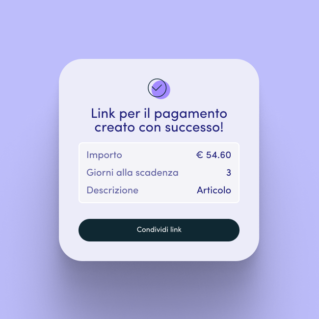 Condividi il link per il pagamento