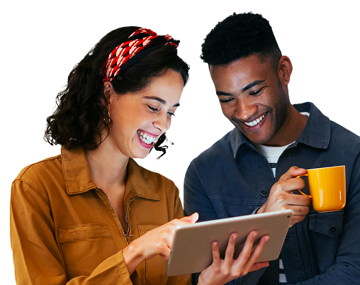 Couple with tablet